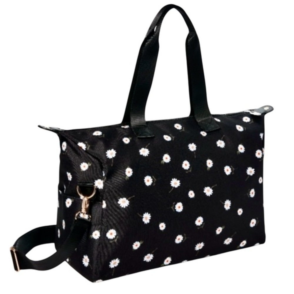 Alice + Olivia Daisy Print Black Duffel Weekender Travel Bag